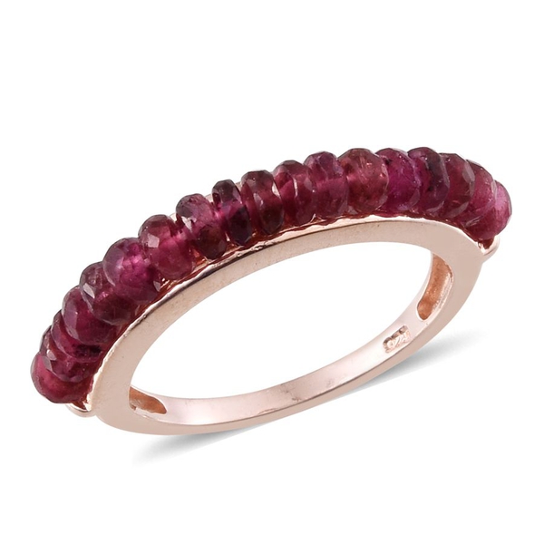 Pink Tourmaline (Rnd) Half Eternity Ring in Rose Gold Overlay Sterling Silver 5.000 Ct.