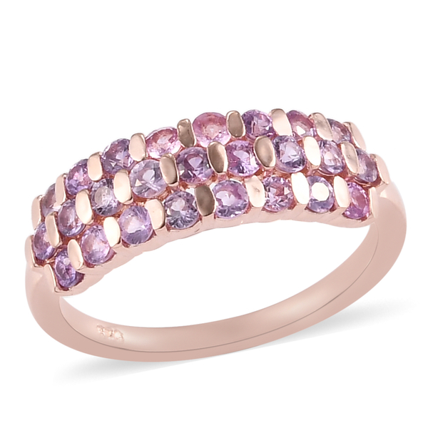Purple Sapphire Ring in Rose Gold Overlay Sterling Silver 1.19 Ct.