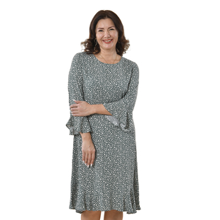 TAMSY Viscose Floral Pattern Dress - Teal Green