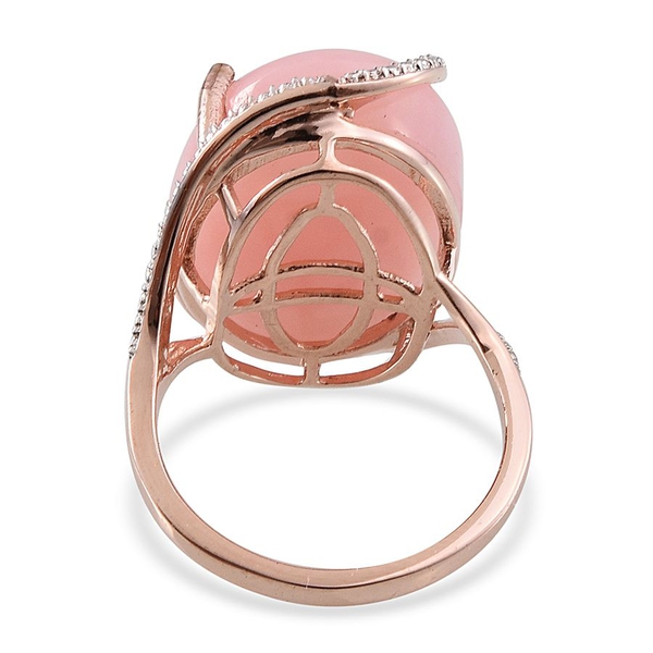 Peruvian Pink Opal (Ovl 16.75 Ct), Diamond Ring in Rose Gold Overlay Sterling Silver 16.760 Ct.