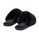 Chic and Elegant Faux Fur Slippers (Size 3-4) - Black