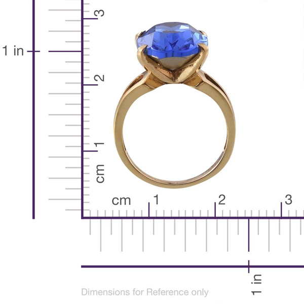 - Sapphire Colour Crystal (Ovl) Solitaire Ring in ION Plated 18K Yellow Gold Bond 10.500 Ct.