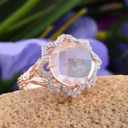 Stefy Checkerboard Cut Rose Quartz (Rnd Ct), Natural