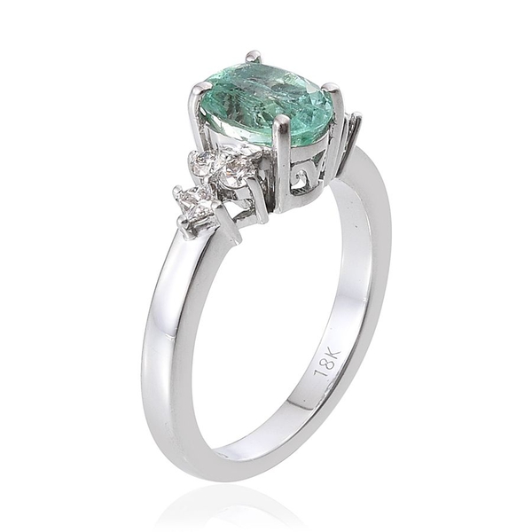 ILIANA 18K W Gold Boyaca Colombian Emerald (Ovl 1.75 Ct), Diamond Ring 2.000 Ct.