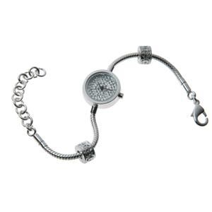 RACHEL GALLEY Japanese Movement 5 Micron Silver Plating Snake Bracelet Timepiece in  Crystal