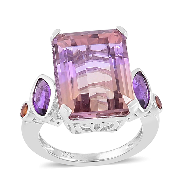 14.28 Ct Anahi Ametrine Classic Ring in Rhodium Plated Silver