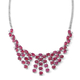African Ruby (Ovl), White Topaz Necklace (Size 18) in Rhodium Plated Sterling Silver 58.000 Ct. Silv