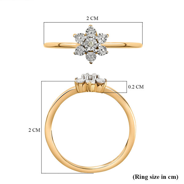 Diamond Floral Ring in Yellow Gold Overlay Sterling Silver