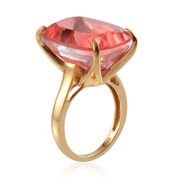 Padparadscha Colour Quartz (Cush) Solitaire Ring in 14K Gold Overlay Sterling Silver 22.000 Ct.