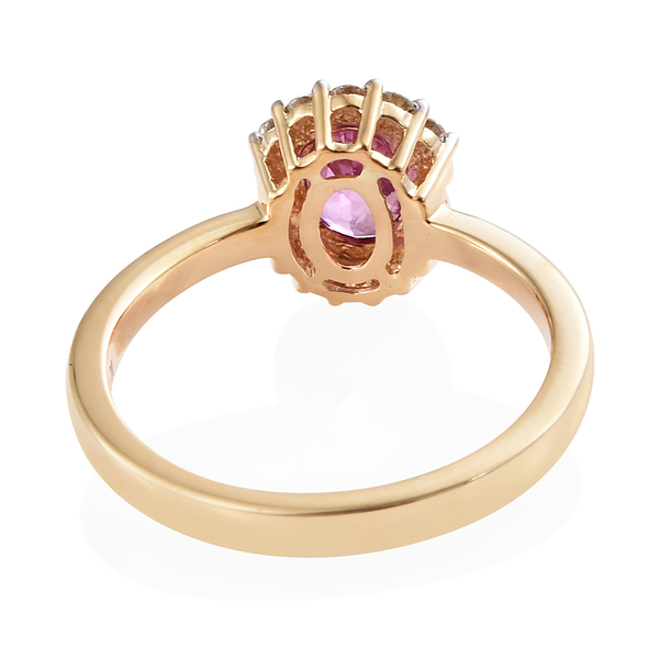 ILIANA 18K Yellow Gold AAA Pink Sapphire (Ovl), Diamond (SI/G-H) Ring 1.200 Ct.
