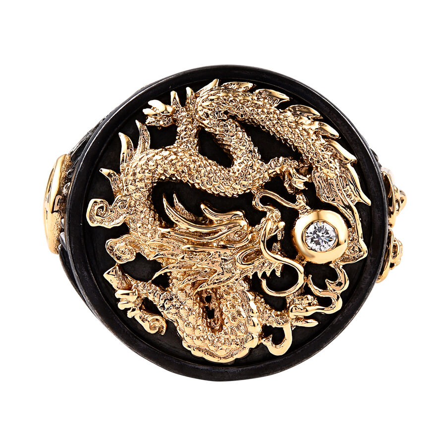 Galatea - The Capitan Collection - Diamond Dragon Ring In  Diamond (Si-Gh) & 14K Yellow Gold 3.42 Grams
