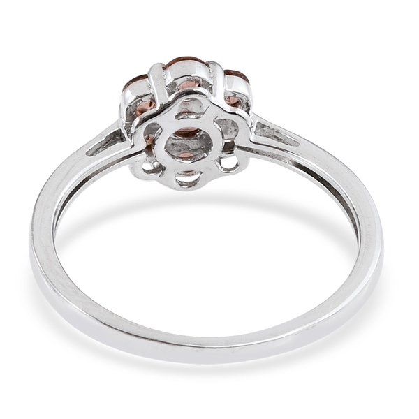 Jenipapo Andalusite (Rnd) 7 Stone Floral Ring in Platinum Overlay Sterling Silver 0.900 Ct.