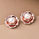 Freshwater Pearl Floral Earrings (With Push Back) in Sterling Silver 1.70 Ct.