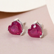 African Ruby (FF) Heart Stud Earrings ( With Push Back) in Platinum Overlay Sterling Silver 2.10 Ct.