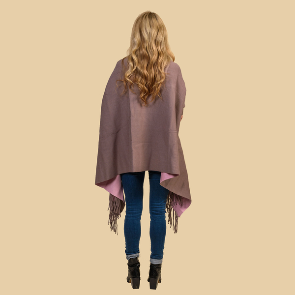 Kris Ana Wrap with Tassels (Size One, 8-18) - Taupe and Pink
