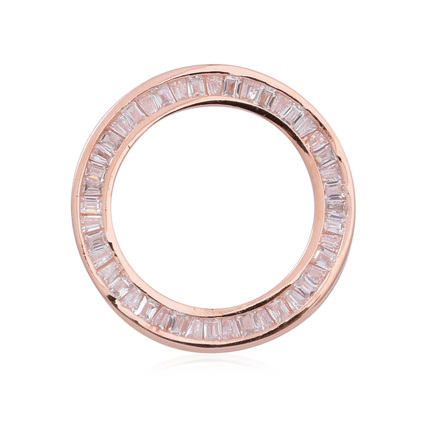 ELANZA AAA  Simulated Diamond (Bgt) Circle Pendant in Rose Gold Overlay Sterling Silver