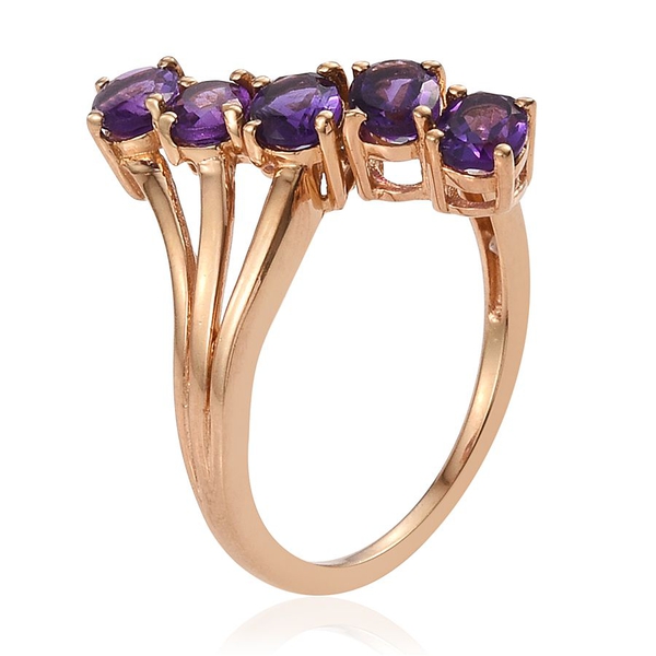 Amethyst (Ovl) 5 Stone Crossover Ring in 14K Gold Overlay Sterling Silver 1.750 Ct.
