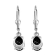 Black Tourmaline (Ovl) Lever Back Earrings in Sterling Silver 1.59 Ct.
