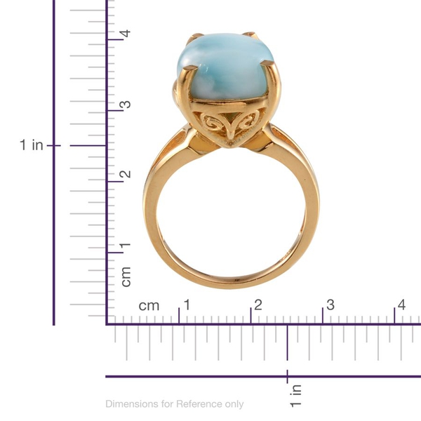 Larimar (Pear) Solitaire Ring in 14K Gold Overlay Sterling Silver 8.250 Ct.