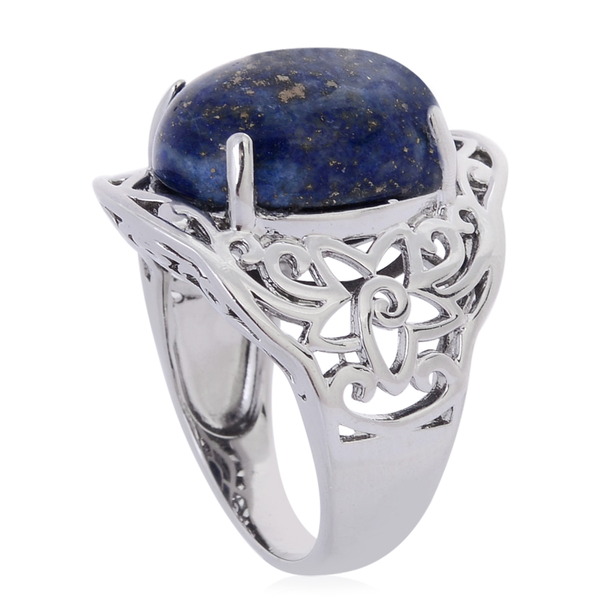 Lapis Lazuli (Ovl) Solitaire Ring in ION Plated Silver Bond 11.200 Ct.