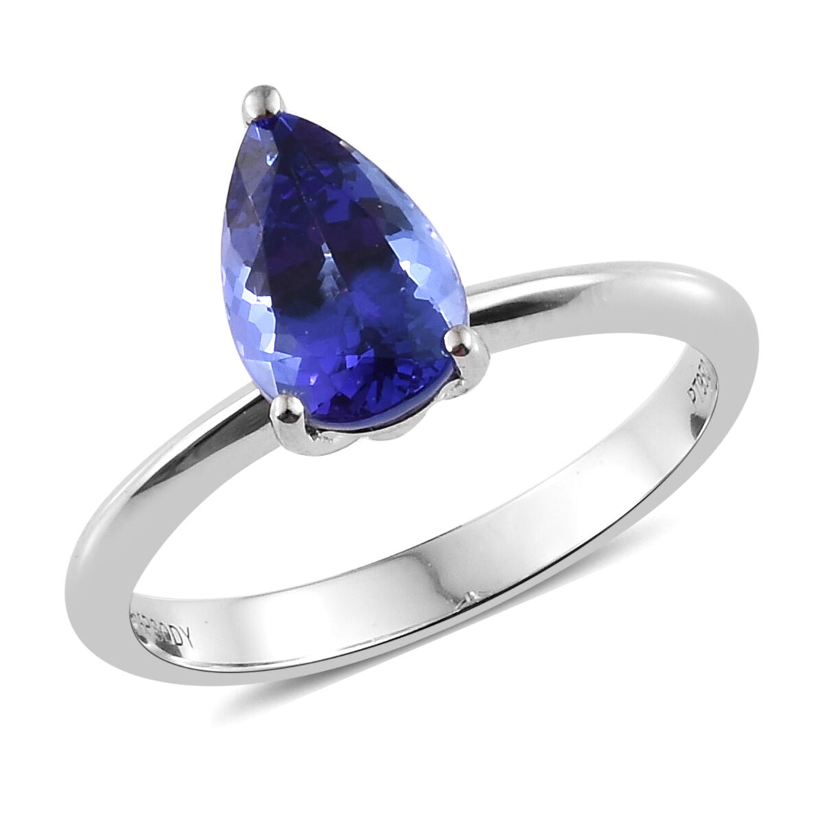 RHAPSODY 1.5 Carat AAAA Tanzanite Pear Solitaire Ring in Platinum 4 grams