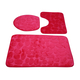 3 Piece Round Stone Embossed Pattern Bathmat Set - Toilet Mat, Bath Mat and Toilet Seat Cover in Pink