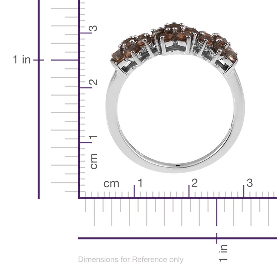 Jenipapo Andalusite (Rnd) Triple Floral Ring in Platinum Overlay Sterling Silver 1.750 Ct.