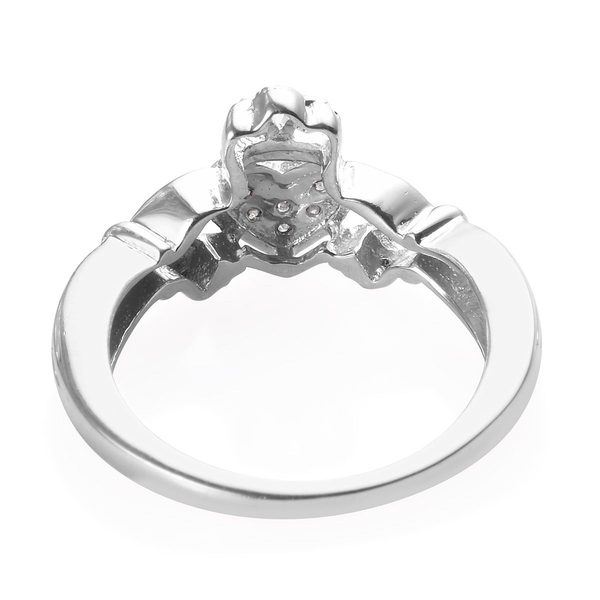 Diamond (Rnd) Claddagh Ring in Platinum Overlay Sterling Silver 0.050 Ct.