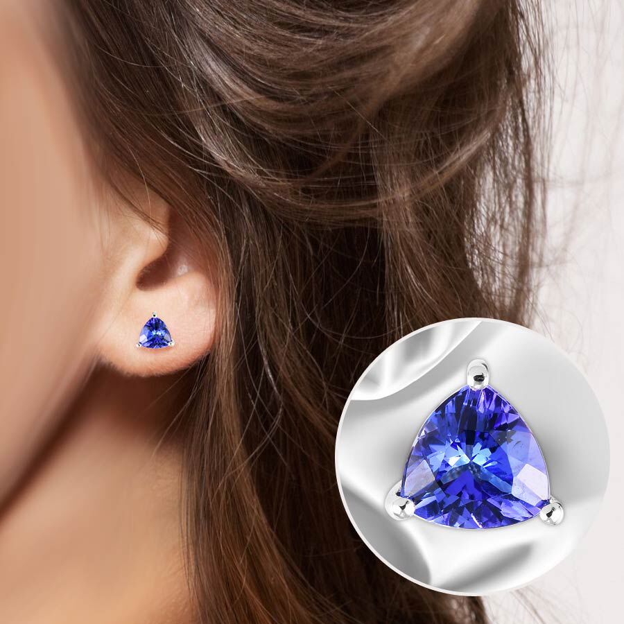 RHAPSODY 950 Platinum AAAA Tanzanite Solitaire Stud Earrings with Screw Back 1.37 Ct, Platinum Wt. 1.90 Gms