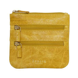 Assots London LAURA Soft Small Zip Top Leather Coin Purse (Size 11x10cm) - Yellow