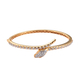 Lustro Stella 14K Gold Overlay Sterling Silver Bangle (Size 7.5) Made with Finest CZ, Silver wt. 19.