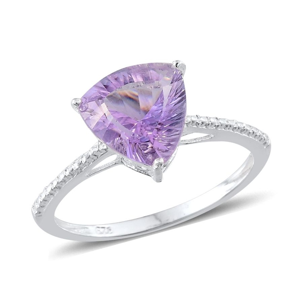 Concave Cut Brazilian Amethyst (Trl) Solitaire Ring in Sterling Silver 2.500 Ct.