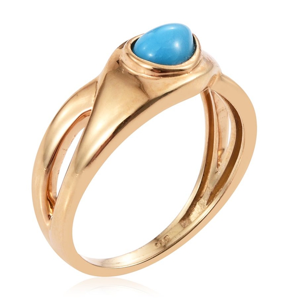 Arizona Sleeping Beauty Turquoise (Pear) Solitaire Ring in 14K Gold Overlay Sterling Silver 0.750 Ct.