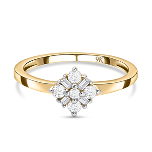 0.2 Ct Diamond Floral Ring in 9K Gold 1.8 Grams