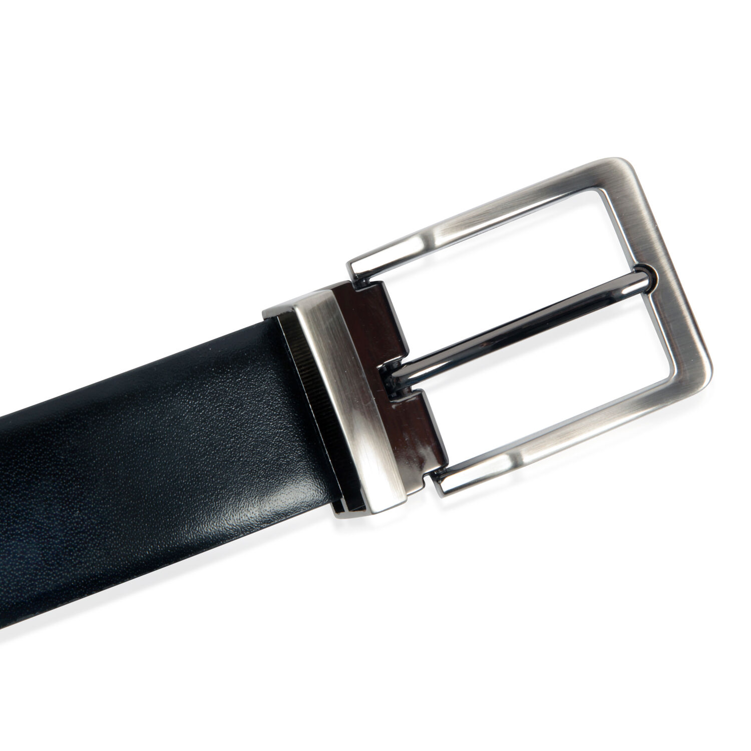 Genuine Leather Black Colour Mens Belt with Silver Tone Buckle (Size 38-42 Inch)