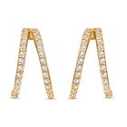 ELANZA Simulated Diamond J Hoop Earrings ( With Push Back) in Yellow Gold Overlay Sterling Silver