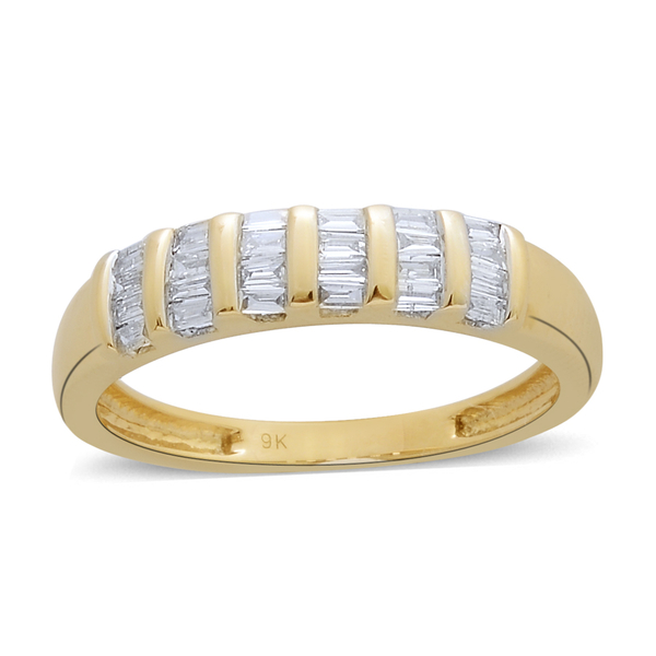 9K Yellow Gold SGL Ceritified Diamond (Bgt) (I3-G-H) Ring 0.250 Ct.