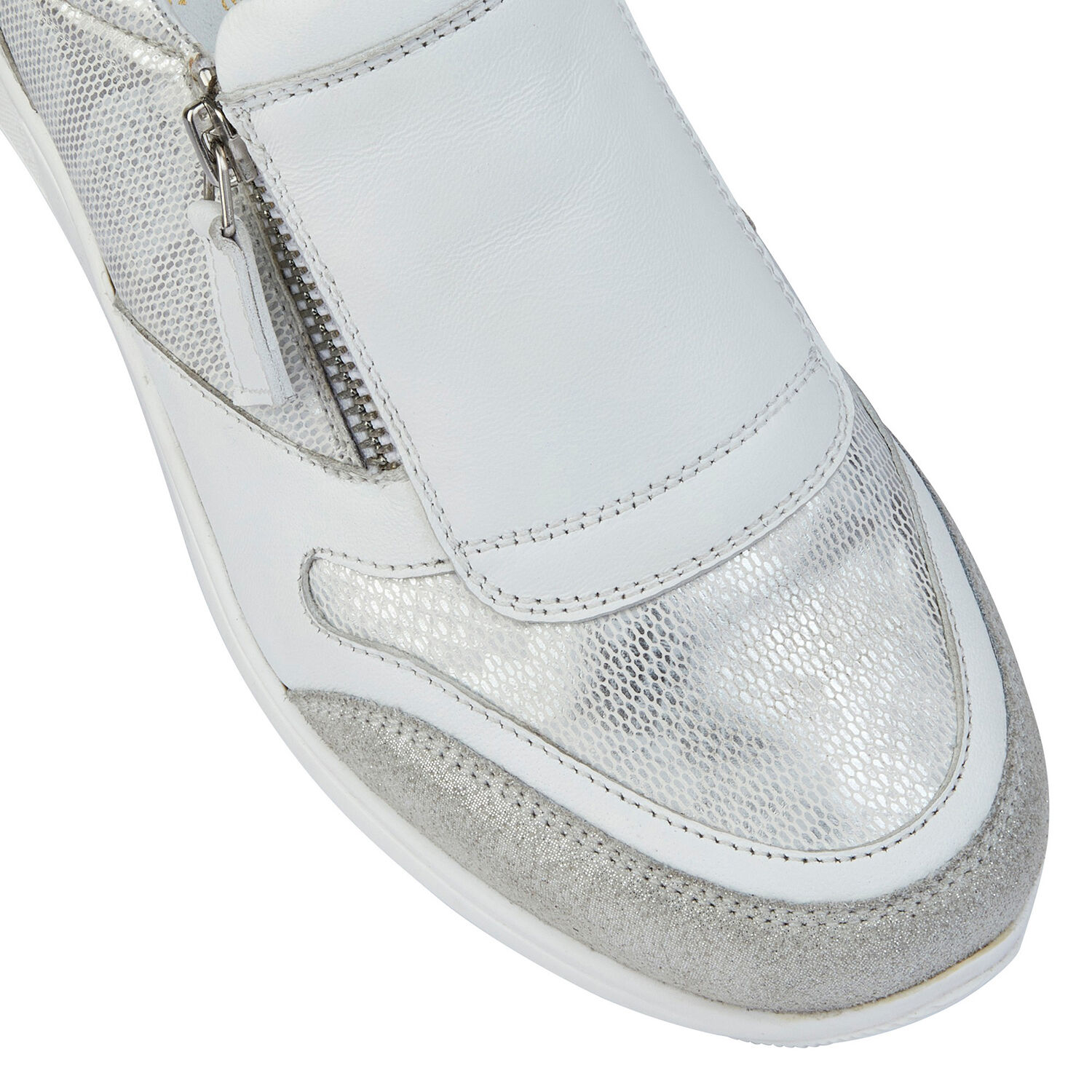 Lotus Stressless Leather Alicante Trainers (Size 4) - White and Silver