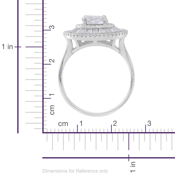 ELANZA Simulated White Diamond (Rnd) Ring in Rhodium Plated Sterling Silver. Silver wt. 6.49 Gms.