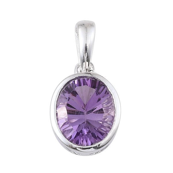 Concave Cut Brazilian Amethyst (Ovl) Solitaire Pendant in Sterling Silver 3.000 Ct.
