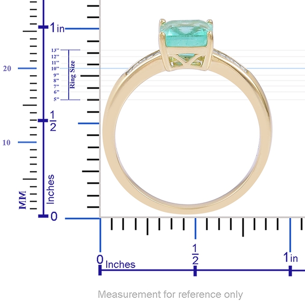 ILIANA 18K Yellow Gold AAA Boyaca Colombian Emerald (Oct 1.25 Ct), Diamond (SI-G-H) Ring 1.500 Ct