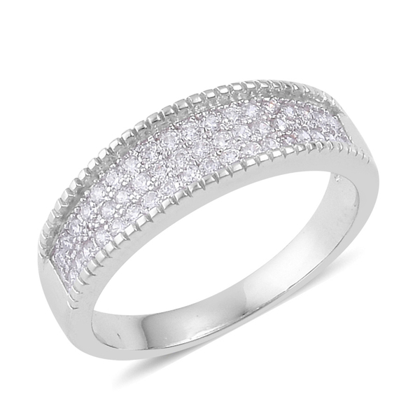 ELANZA AAA Simulated White Diamond Ring in Rhodium Plated Sterling Silver