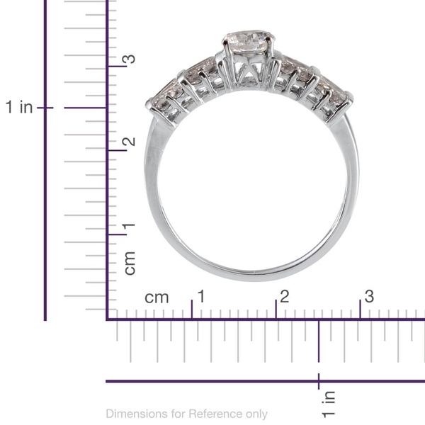 Lustro Stella - Platinum Overlay Sterling Silver (Rnd) Ring Made with Finest CZ 1.632 Ct.