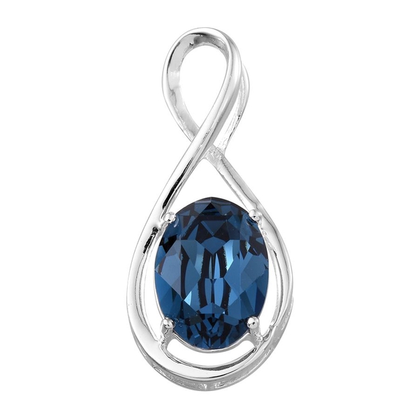 - Blue Crystal (Ovl) Solitaire Pendant in Sterling Silver 5.250 Ct.