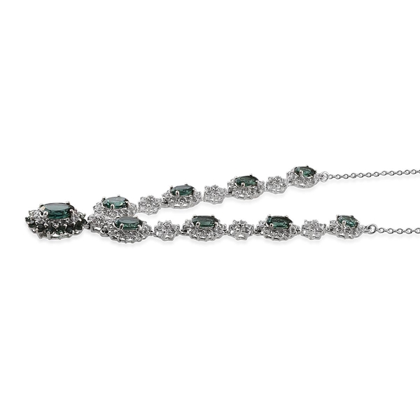 Ocean Blue Apatite (Ovl 1.00 Ct), White Topaz Necklace (Size 18) in Platinum Overlay Sterling Silver 8.250 Ct.