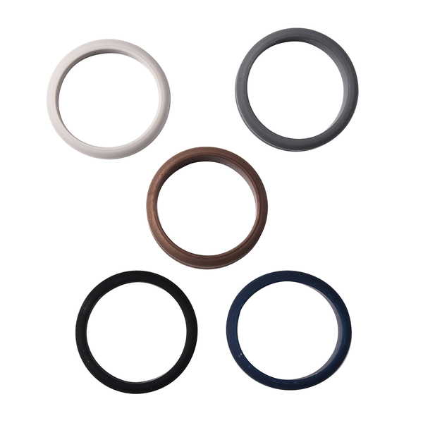 MP Set of 5 -  Light Grey, Dark Grey, Black, Brown and Dark Blue Colour Band Rings (Size U)