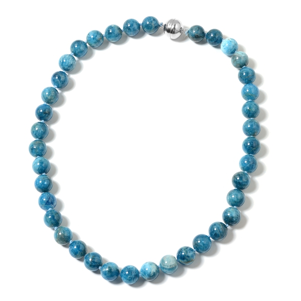 Extremely Rare Paraiba Apatite (Rnd 11-13mm) Beads Necklace (Size 20) with Magnetic Lock in Rhodium 