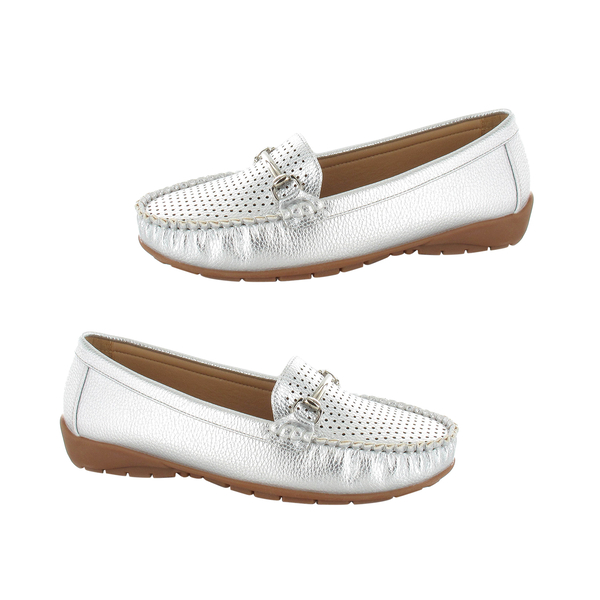 Ella Betty Ladies Loafers (Size 3) - Silver