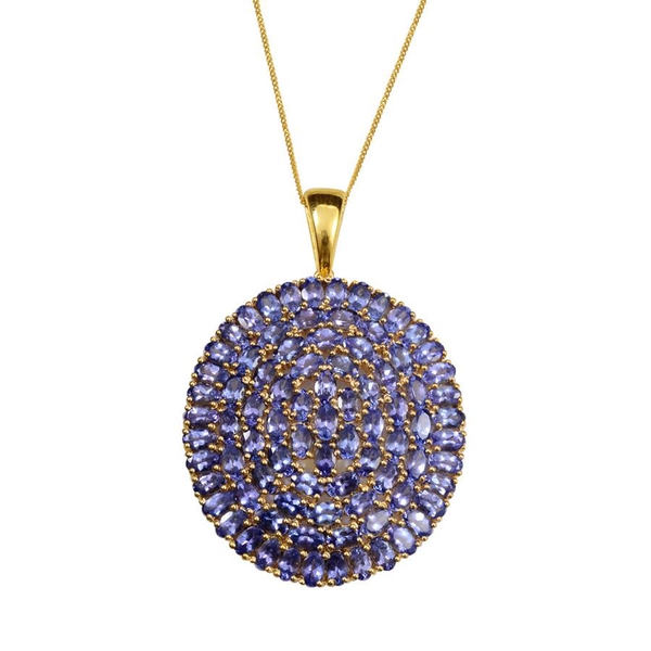 Tanzanite (Ovl) Cluster Pendant With Chain in Yellow Gold Overlay Sterling Silver 20.000 Ct.