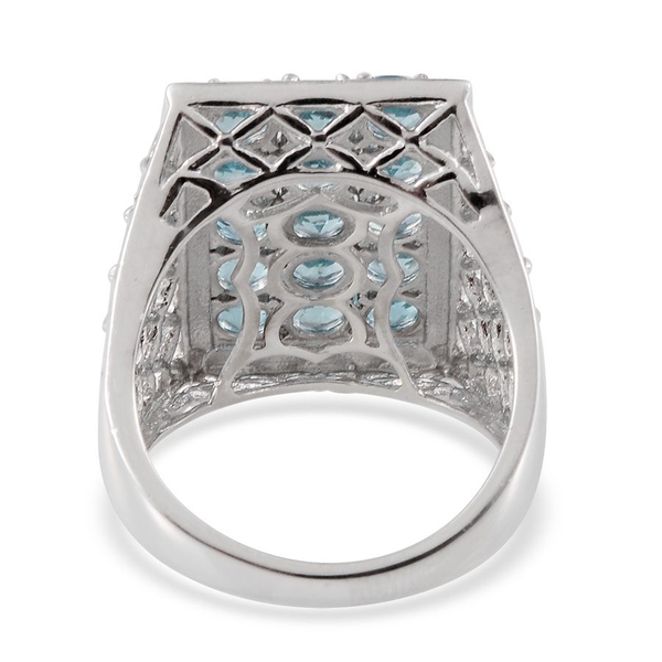 AA Paraibe Apatite (Rnd) Ring in Platinum Overlay Sterling Silver 3.750 Ct.